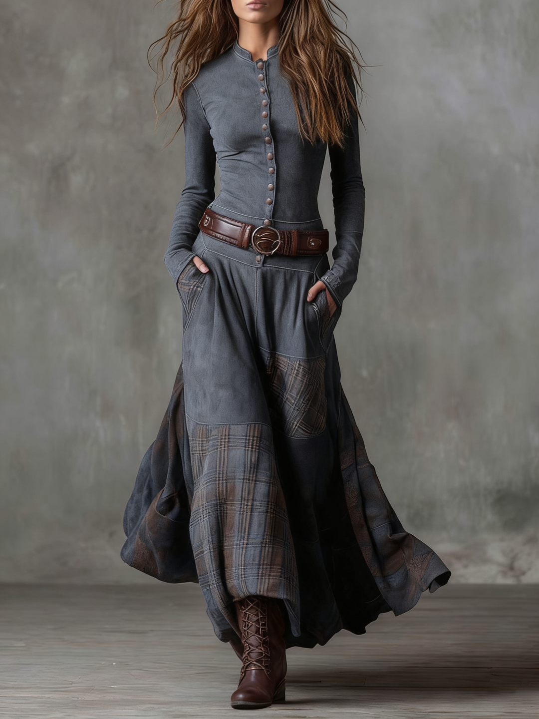 Izabella™ Suede Maxi Dress + Free Belt